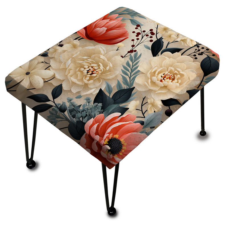 Boho Floral Eclecticism - Floral Rectangle Ottoman