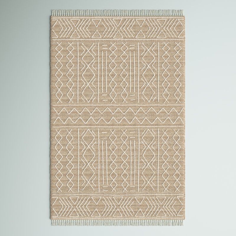 Tapis ivoire / blanc en jute / sisal tissé à la main Eurodicus Southwestern, Rectangle de 5 pi x 8 pi