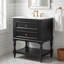 Meuble-lavabo de 24 po au design rétro avec lavabo en céramique standard, noir, 2 tiroirs et tablette ouverte, disposition de plomberie personnalisée, facile à nettoyer-130830792-130830797