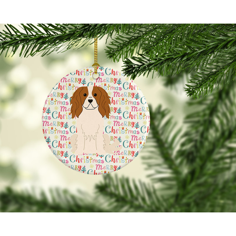 Ornement suspendu Merry Christmas Cavalier Spaniel