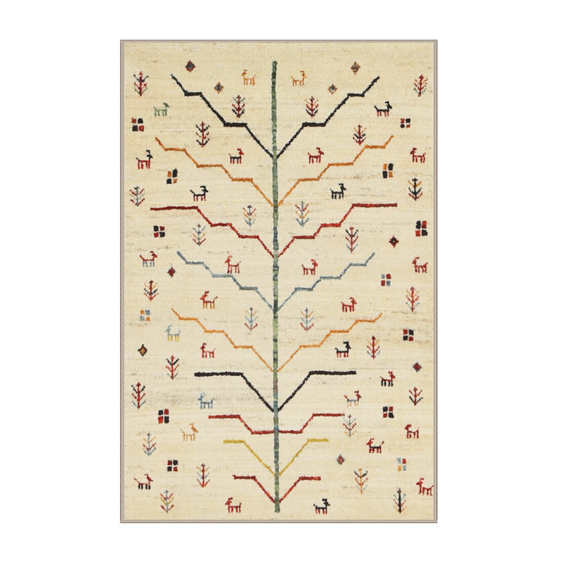 Tapis beige/rouge contemporain, Rectangle 5 pi x 8 pi