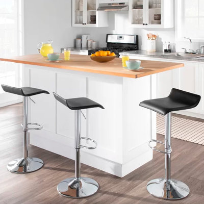Swivel Upholstered Faux Leather Adjustable Height Counter Stool with Stainless Steel Frame