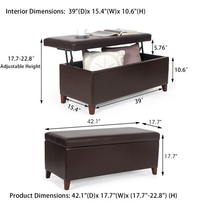 Faux Leather Lift Top Storage Bench