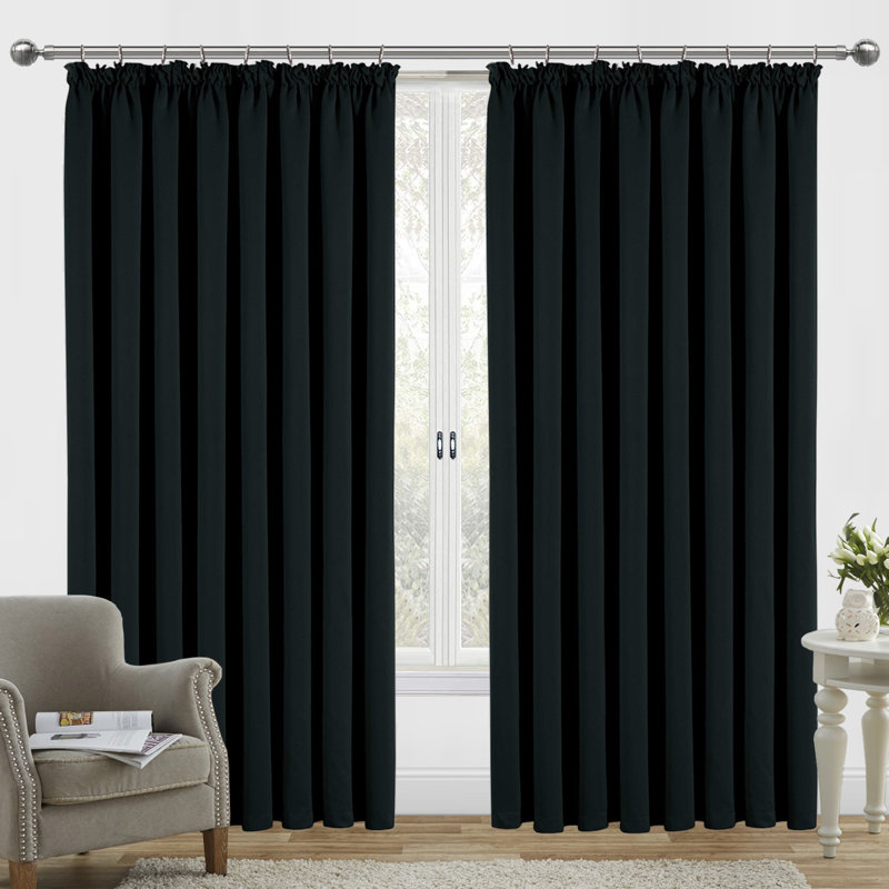 Room Darkening Curtain, Black, 117cm Width x 137cm Drop