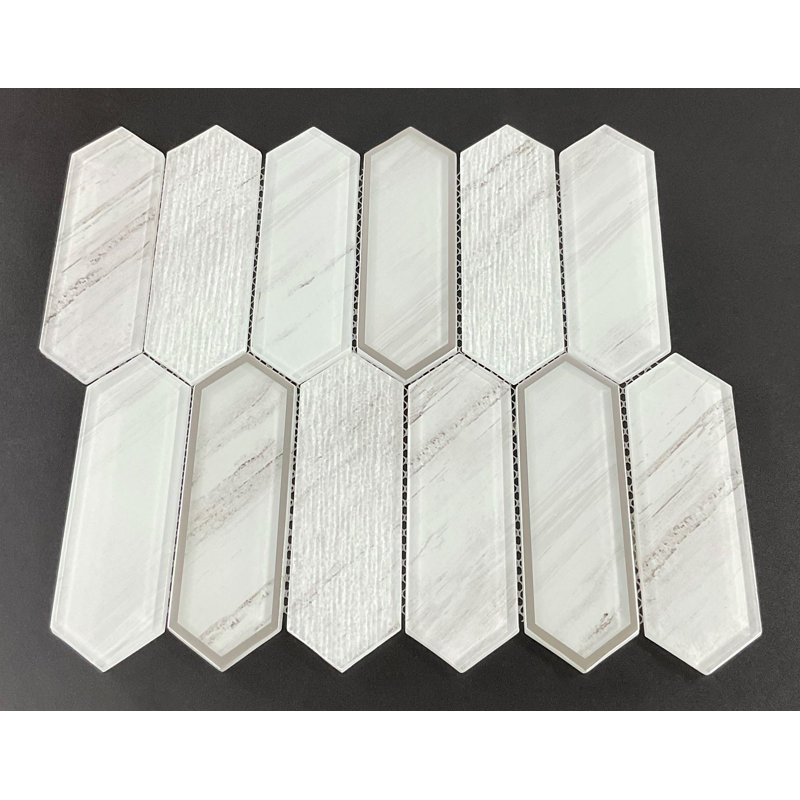 Glass Mosaic Wall Tile, Gray Mist & Silver Glazed