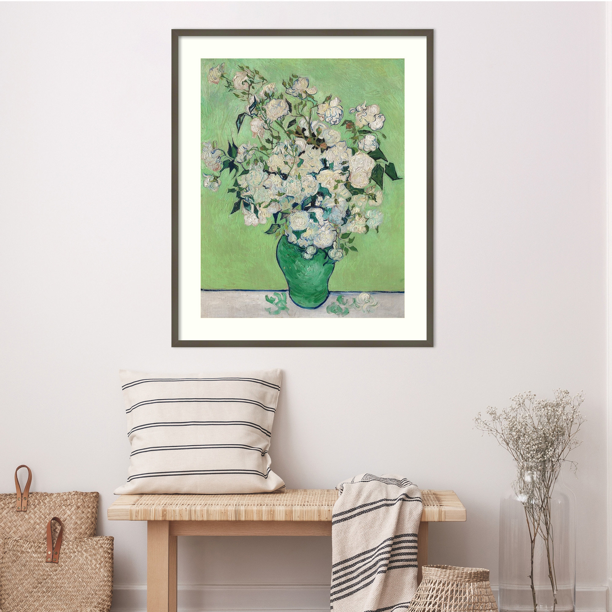 Roses by Vincent Van Gogh, Gray, 41.07" H x 33.82" W x 0.88" D