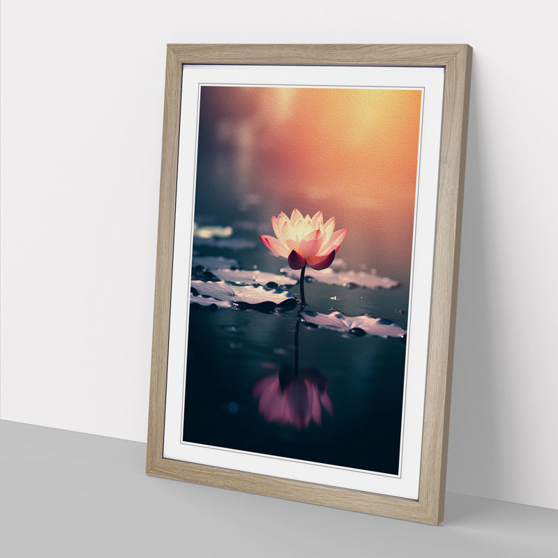 Water Lily Pond Minimalism - Framed Print, Oak Framed, 64cm H x 46cm W