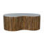 Table basse 48 po en bois de manguier courbé avec base plissée et plateau en marbre Banswara