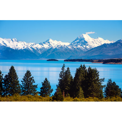 Lake Pukaki And Mt Cook, New Zealand - Wrapped Canvas Print