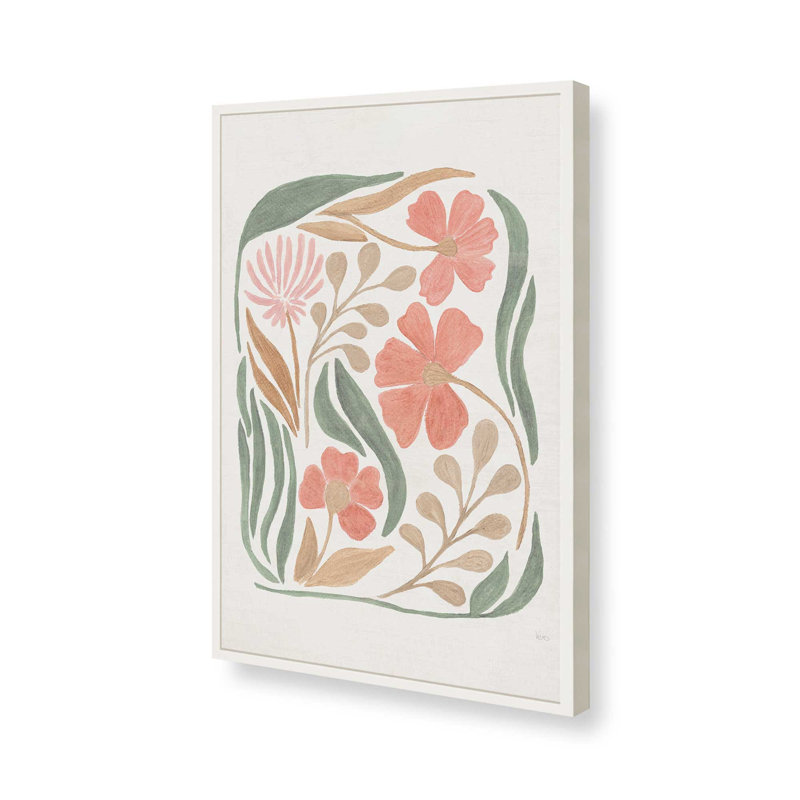 Coral Florals I Print, 11" H x 9" W, Opaque White
