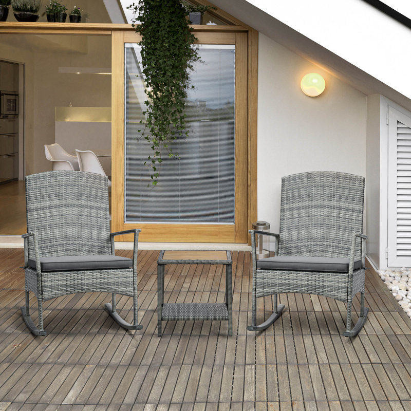 Ensemble de conversation en osier / rotin pour 352 personnes avec coussins, Gris