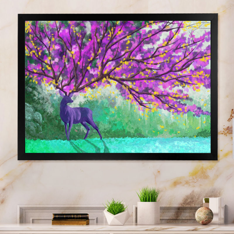 " Mystery Deer Emperor Fantastic ", Black Picture Framed, 8" H x 12" W x 1" D