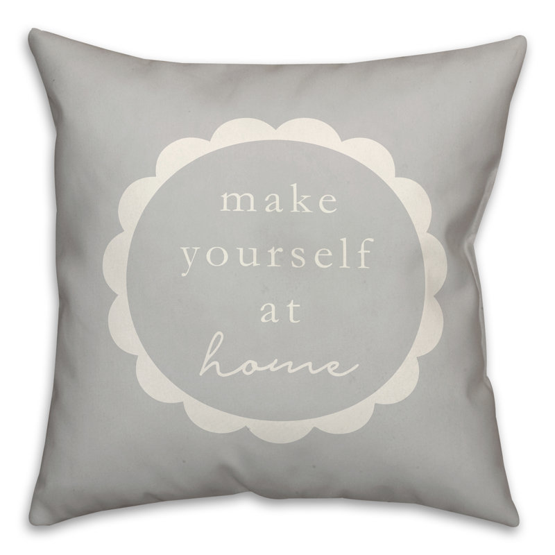 Housse et insert de coussin carré festonné «Make Yourself at Home», H 20 po x l 20 po