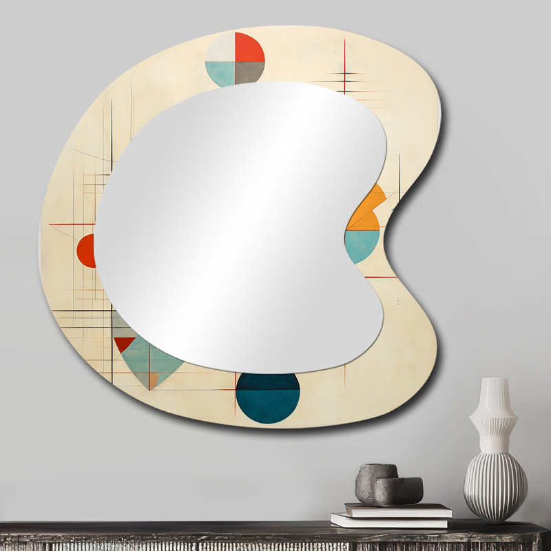Distant Galaxies Midcentury Elegant Retro - Midcentury Modern Asymmetrical Large Wall Mirror, Modern Irregular Shape Unique Mirror, Printed Metal Art