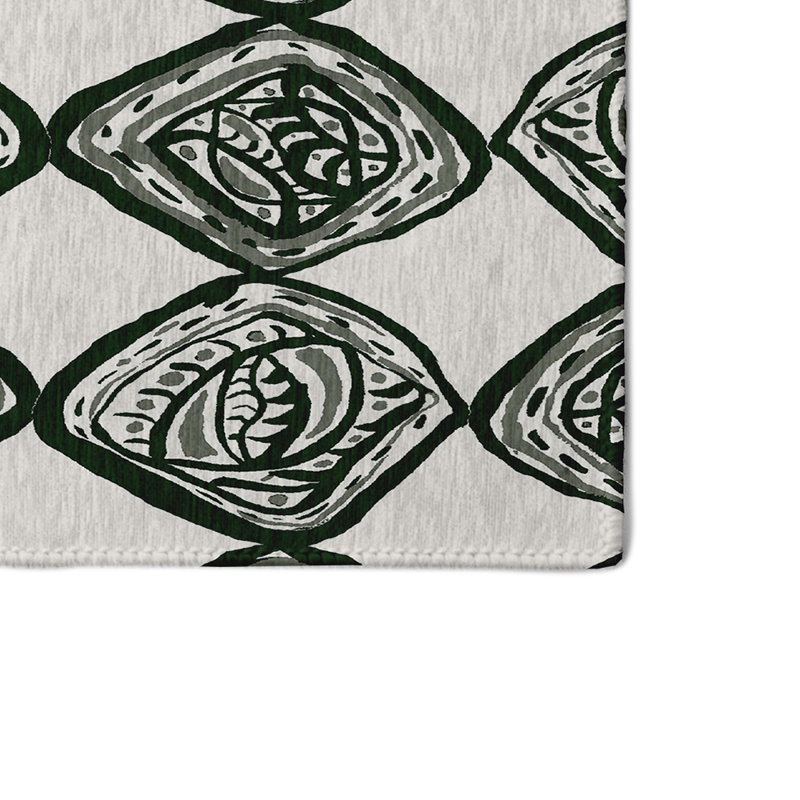 Tapis géométrique vert foncé, Rectangle 3 pi x 5 pi