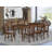 9 Piece Dining Table Set Includes a Rectangle Dining Room Table with Butterfly Leaf and 8 Linen Fabric Chairs, Mahogany