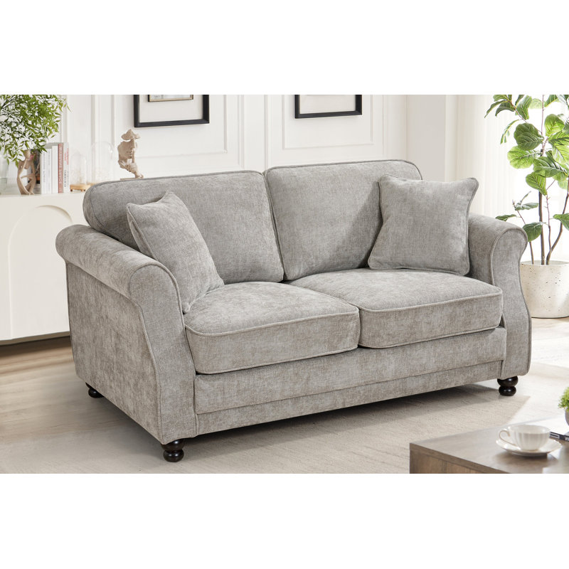 Baldemar 2 Seater Chenille Sofa, Light Grey