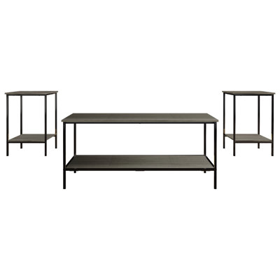 Ensemble de 3 tables basses en métal gris