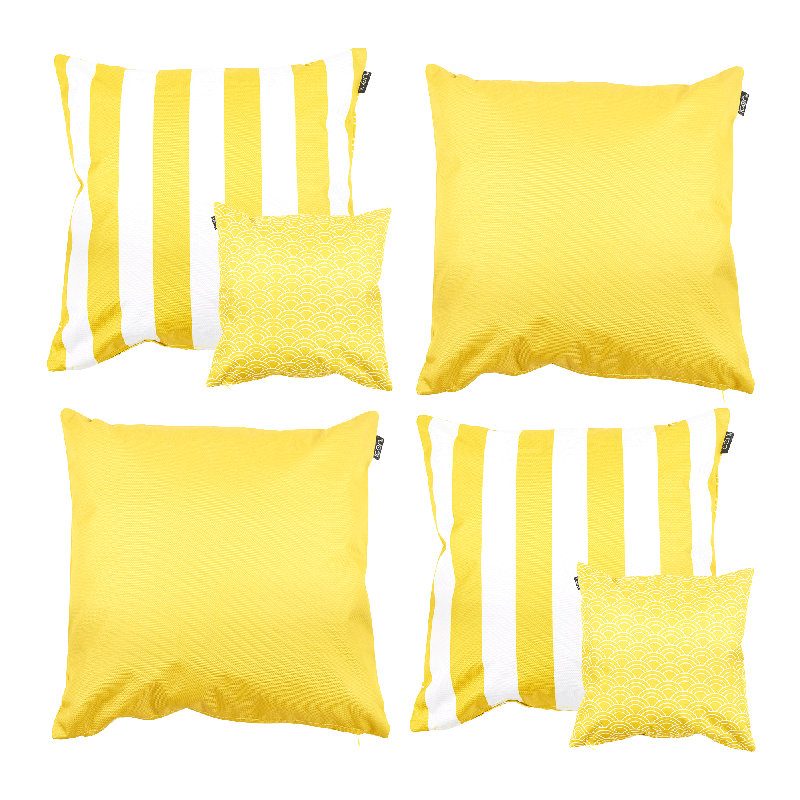 Deck Stripe & Plain Indoor-Outdoor Cushions, Yellow Striped