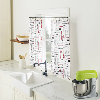 Vora Cotton Blend Semi-Sheer Rod Pocket Kitchen Curtain Tier