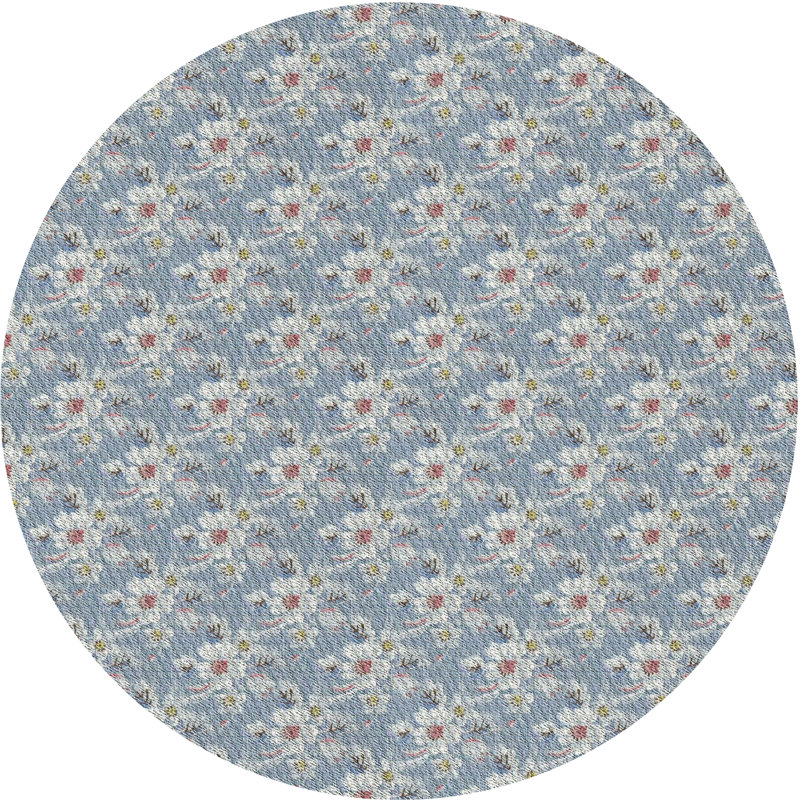 Tapis bleu/gris/rouge à motifs Culbertson, Rond 6 pi