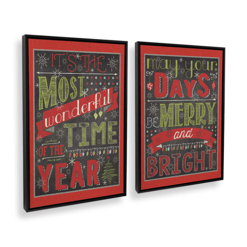 Merry and Bright Days, ensemble de 2 impressions sur toile, H 48 po x l 66 po, Impression encadrée sans passe-partout