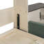 Grand lit escamotable mural avec rangement hydraulique, canapé, tablettes et tiroirs, éclairage DEL / USB, panneau beige, canapé vert-1684206977