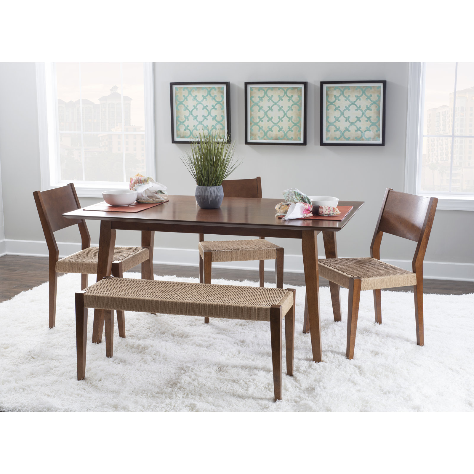 Corrine Dining Table Set, Brown