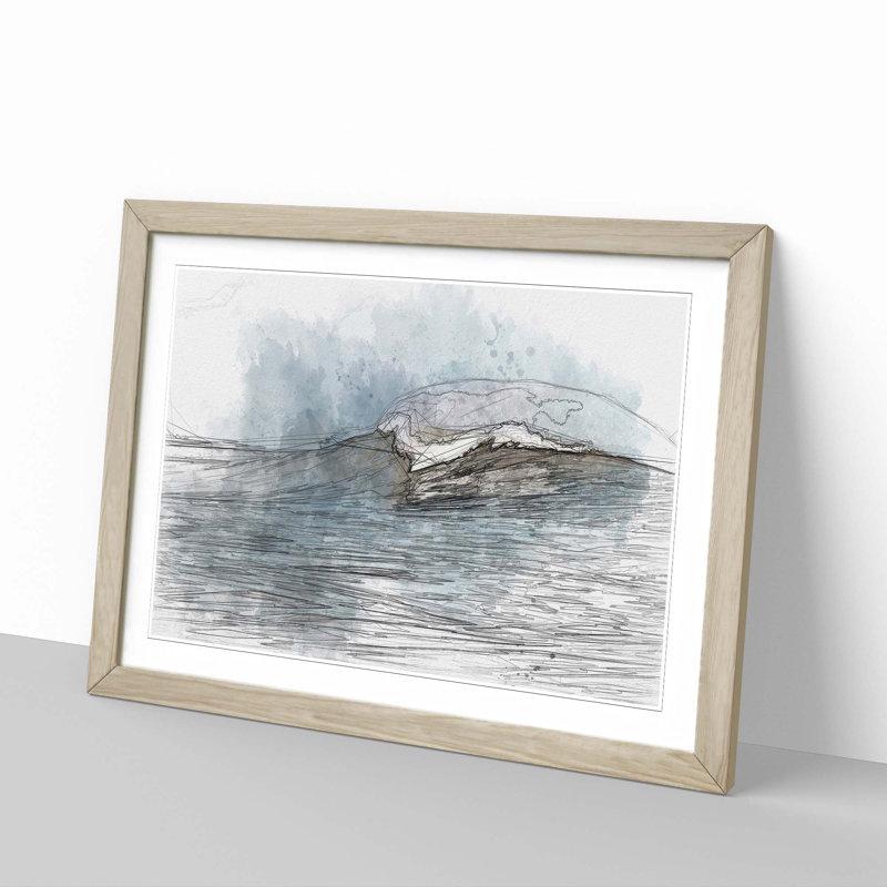 Wave Rising in Abstract - Picture Frame Graphic Art Print, 40cm H x 60cm W x 2cm D, Oak
