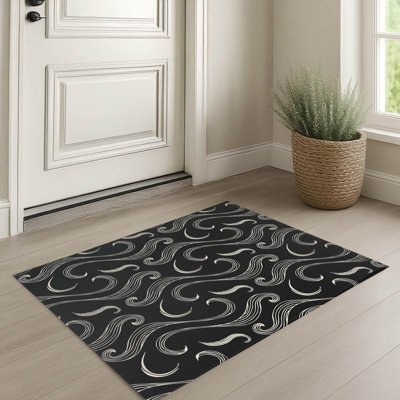 Tapis d'entrée intérieur mince, léger et antidérapant à motif océanique courant