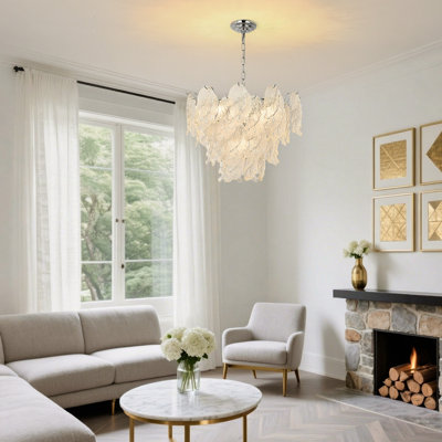 5-light Dimmable Tiered Chandelier With Crystal Accents