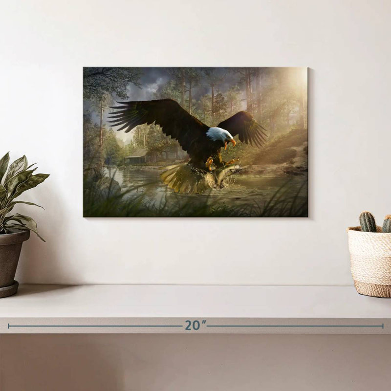Brampt Bald Eagle Catching Fish, 8" H x 12" W