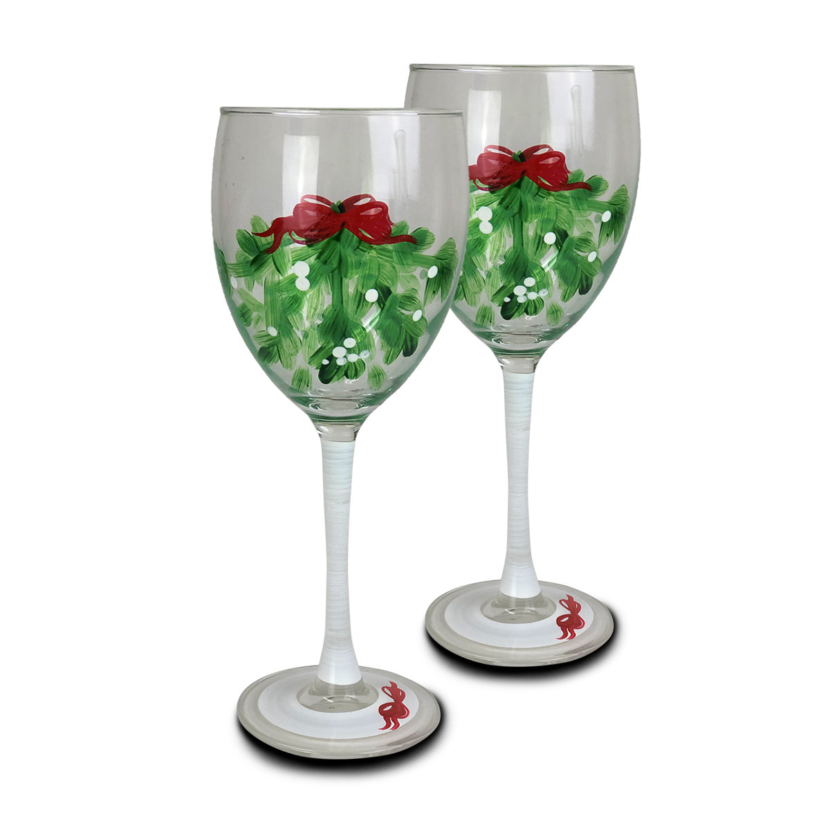 Holiday Pine Branches and Berries Hand Painted Wine Glasses -    Painted wine glasses, Wine glass crafts, Hand painted wine glasses