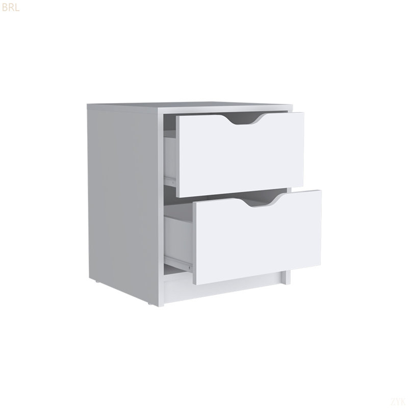 MINIMALIST TWO-DRAWER NIGHTSTAND, White