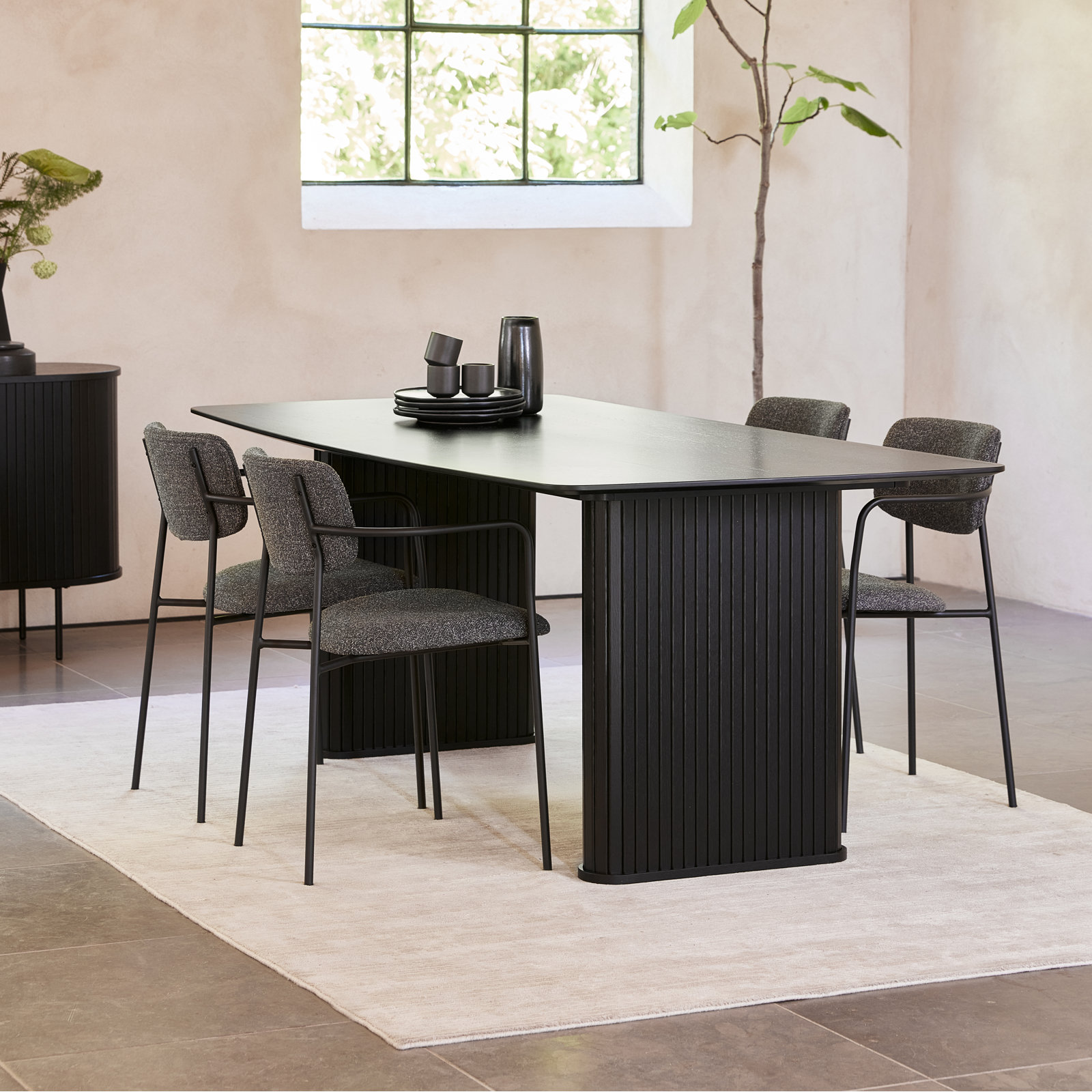 Iris 75" Dining Table, Black Oak