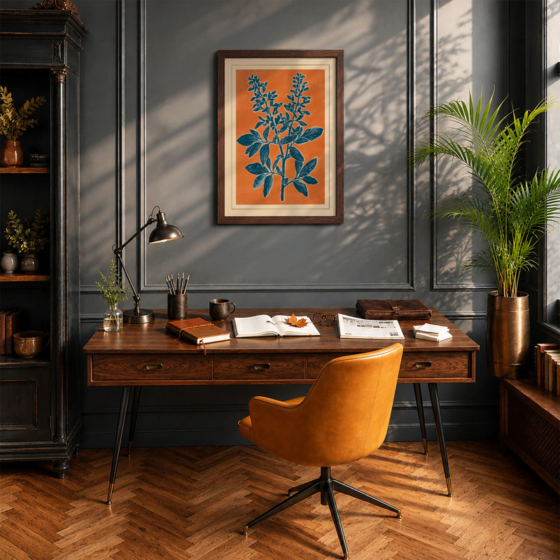 Healing Herb Study Botanical - Framed Print, Walnut, A4 - 29.7 x 21.0 cm