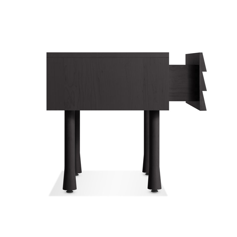 Lap 1 - Drawer Solid Wood Nightstand, Black on Ash / Black
