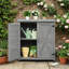 Table de rempotage avec armoire de rangement et plateau en métal, grise, design extérieur, pattes réglables, convient à divers environnements extérieurs