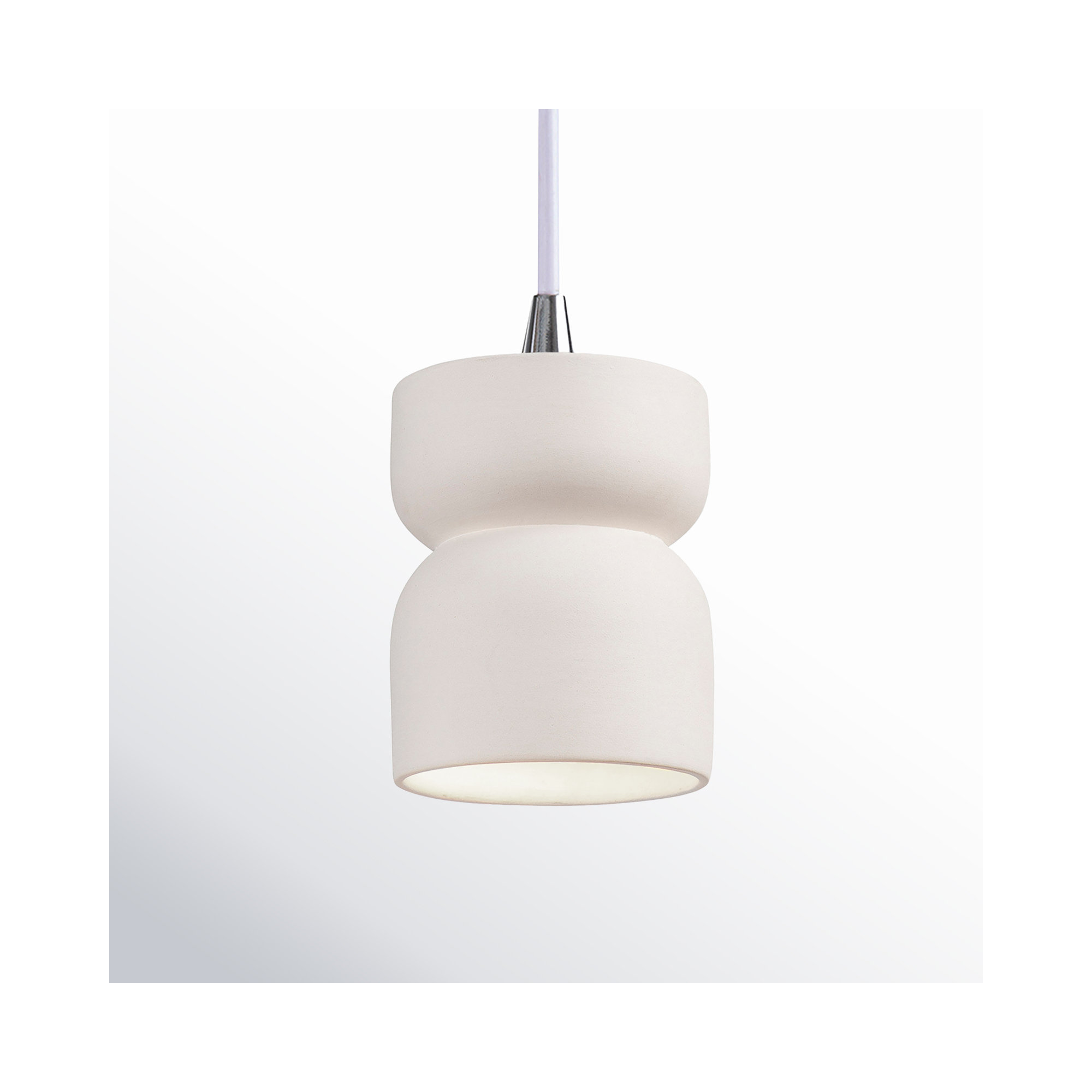 Nysta Ceramic Dimmable Pendant, Bisque, Polished Chrome