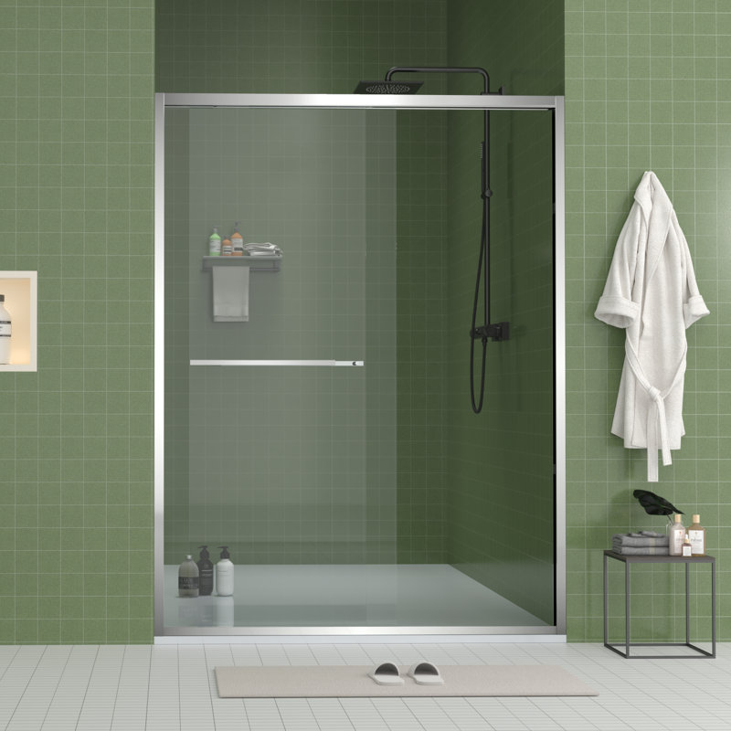 56-60"X70" Aluminum Frame Double Sliding Shower Door,Bypass Bathroom Sliding Door With Premium 5/16" (8Mm) Clear Tempered Glass, Chrome Hardware Sliding Glass Shower Enclosure,Chrome Finished