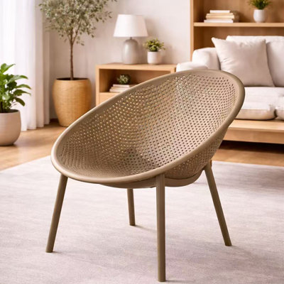Horacio Modern Armless Outdoor Lounge Chair with Oval Back and Bowl-Shaped Seat – Indoor/Outdoor Patio Chair