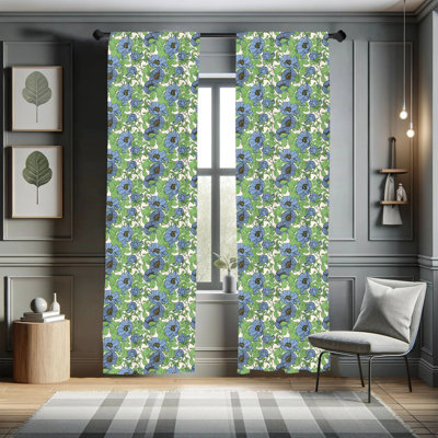 Floral Semi-Sheer Rod Pocket Curtain Panels