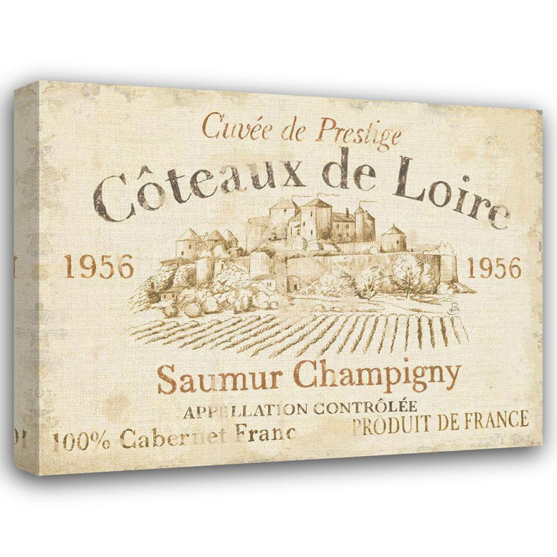«Red Barrel Studio® Brissonnet, Daphne Gallery, art sur toile tendue« French Wine Label II Cream »78308, H 36 po x l 45 po
