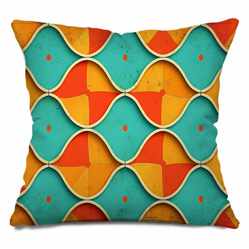Coussin décoratif à formes géométriques, Art coussins-12163, H 26 po x l 26 po
