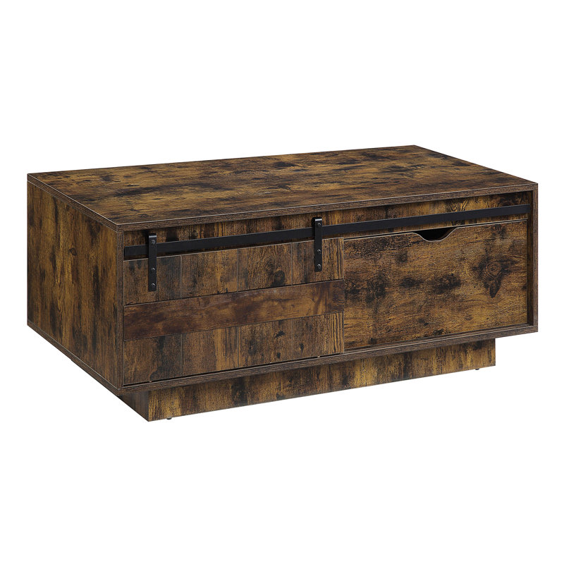 Table basse Aubriela, table basse rustique, table basse avec rangement