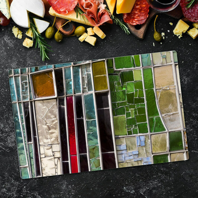 Darrie Irregular Motive Mosaic Abstract Chopping Board, 60cm L x 52cm W