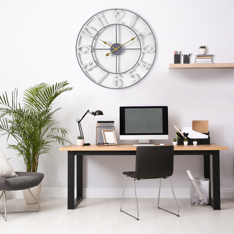 Large 16" wall clock, Très large, Blanc
