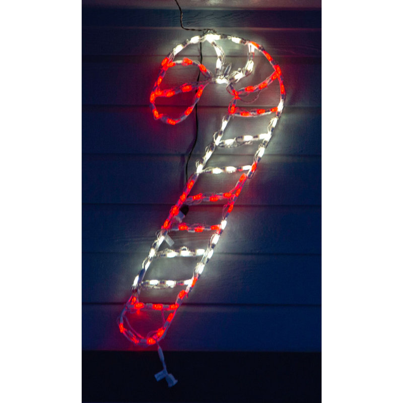 Giant Red and White LED Candy Cane Outdoor Light