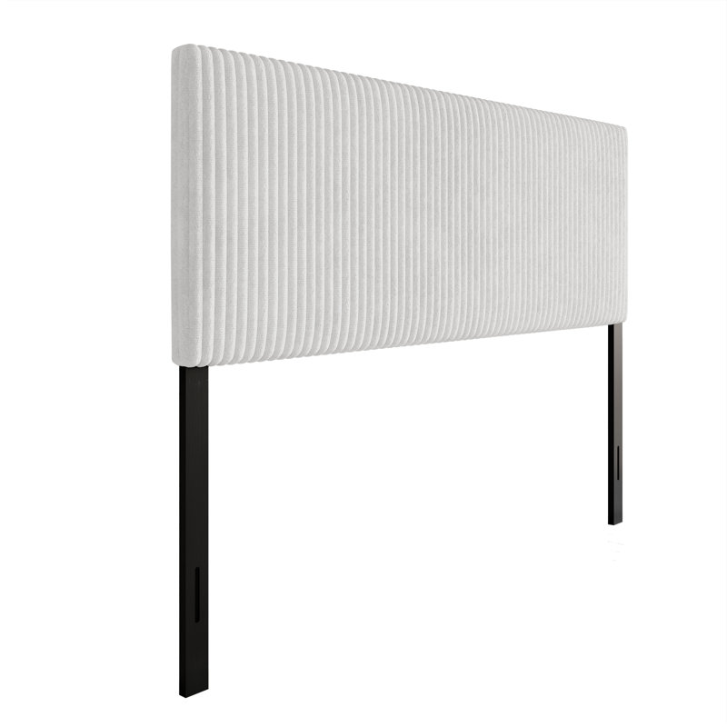 Tête de lit tapissier en velours Natusuko, Très grand lit, Blanc