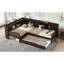 Lit plateforme en L simple avec lit gigogne, lit plateforme en bois massif avec tiroirs de rangement et tablettes, aucune boîte à ressorts nécessaire-1655540119